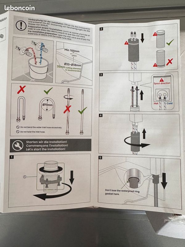 Paire de robinets cascade noirs mats CECIPA – Neufs pour salle de bain (image 9)