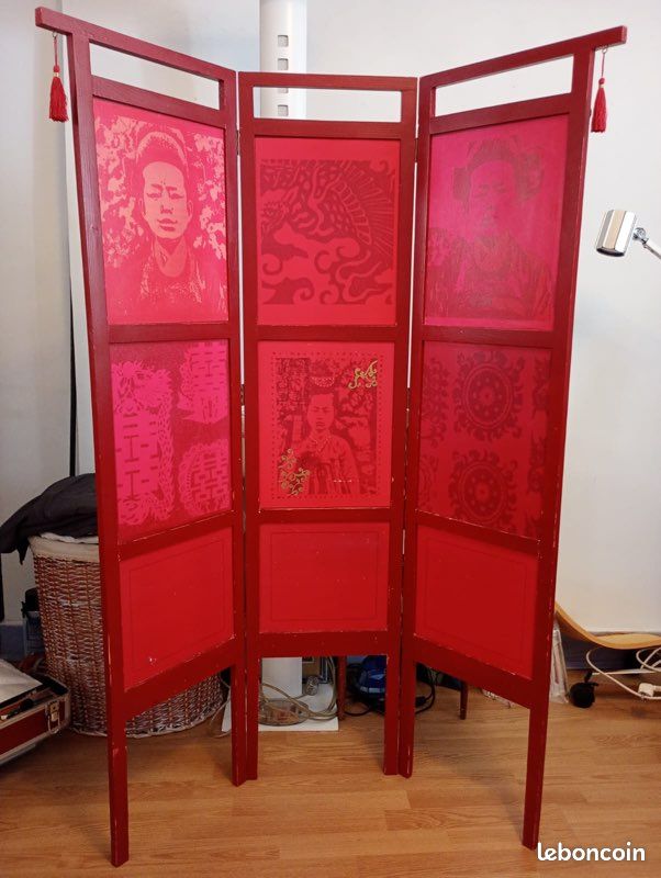 Petit paravent d’inspiration asiatique – 3 pans (image 1)