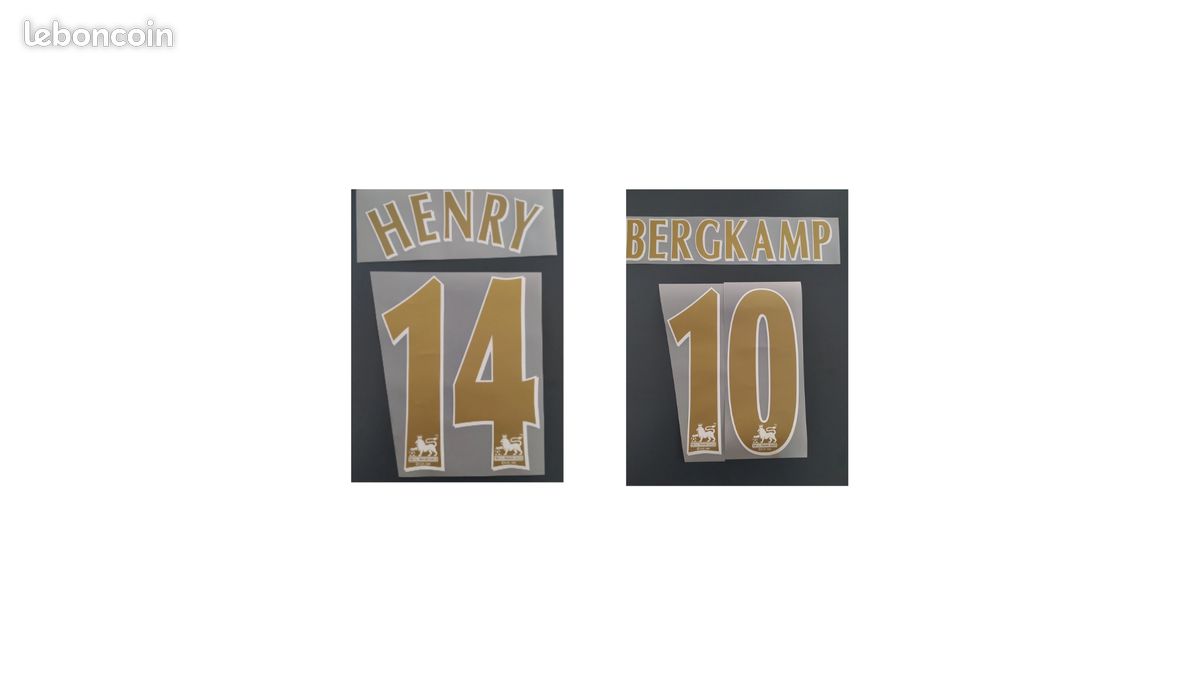 Flocage Arsenal – Patch BERGKAMP & HENRY – Neuf Avec étiquettes