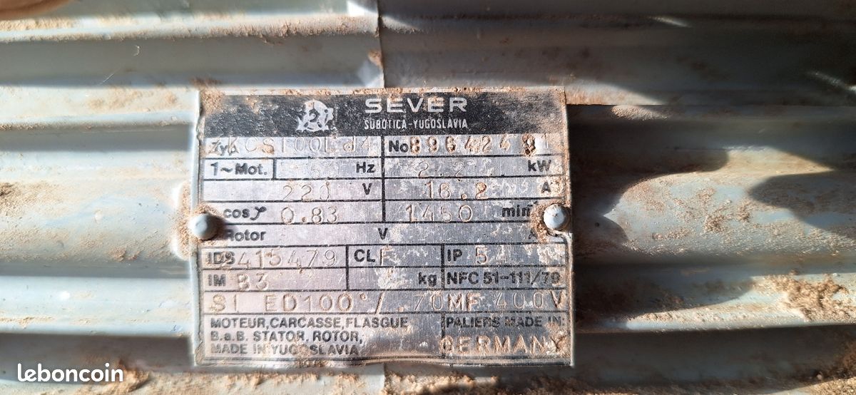 Moteur 240v monophasé 1450t/mn 2kw (image 2)
