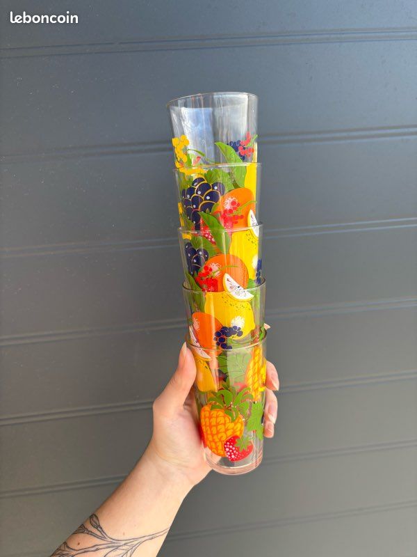 🥤 Lot de verres décor fruits – style vintage / coloré (image 2)