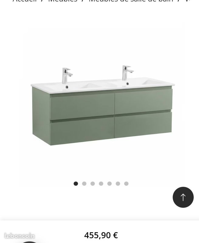 Meuble double vasque suspendu 120cm vert satin (image 1)