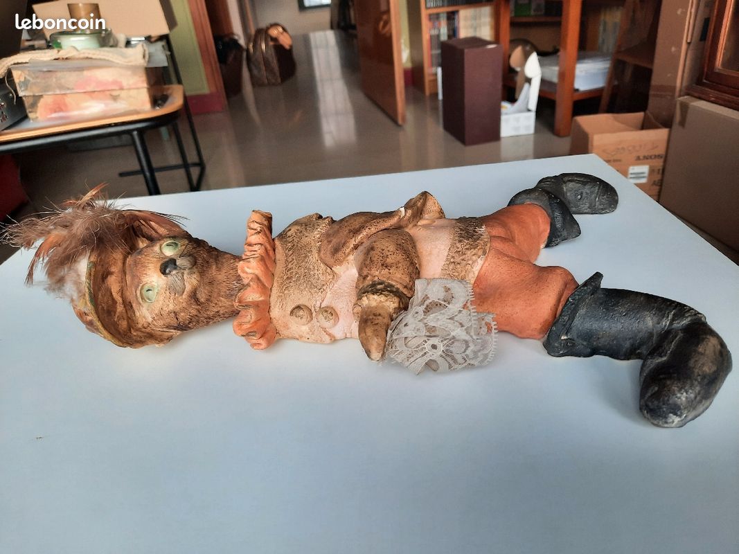 Déco chat botté en terre cuite Décoration