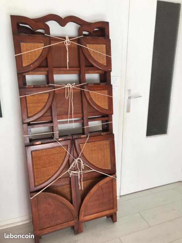 Etagère bois + osier tressé façon panetière, pliable, polyvalent, bibliothèque, étagère cuisine, etc (image 4)