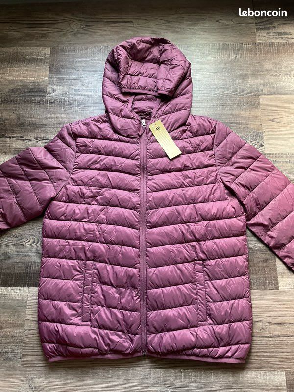 Doudoune femme à capuche prune / vieux rose – Neuve avec étiquette – Taille 40 (image 1)