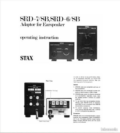 Adaptateur STAX SRD-4 Pour Écouteur Électret - Non Testé