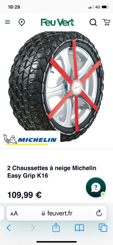 Chaussettes neige Michelin easy grip K16 - Équipement auto