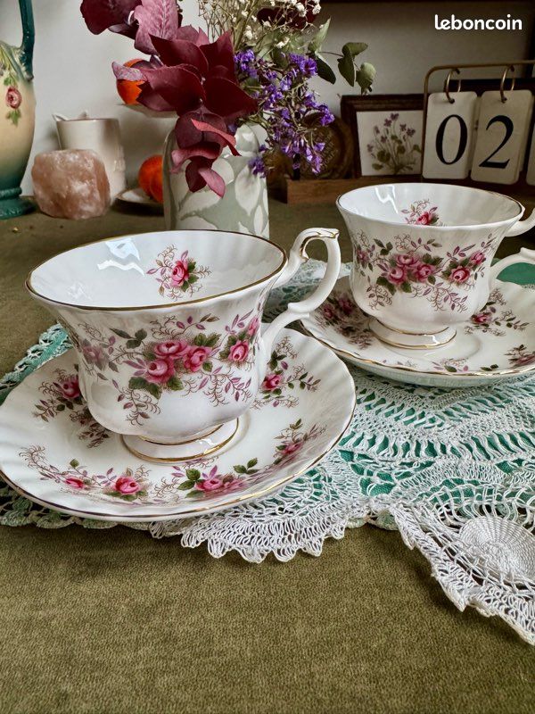 London Boutique Tasses à Café Et Soucoupes Vintage Flora Rose - Coffret Cadeau Porcelaine