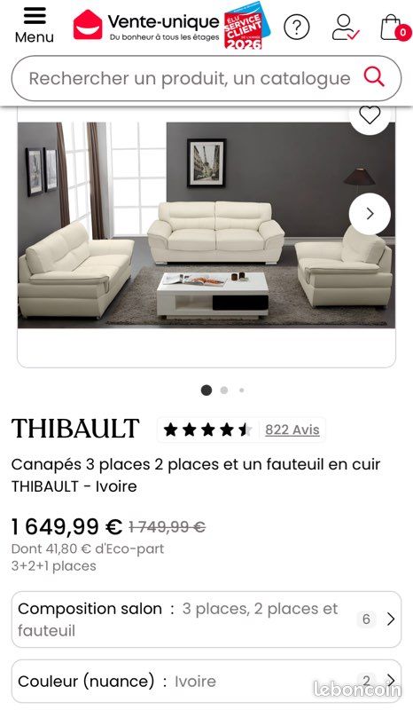 Salon cuir 3+2+1 (image 1)