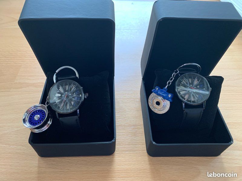 Coffret montre automobile jante étrier de frein et porte clé en métal (image 4)