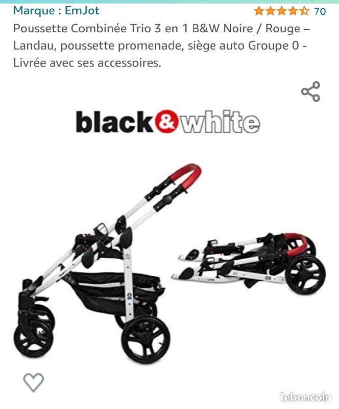 Poussette bébé 3 en un cosy, siège auto (image 2)
