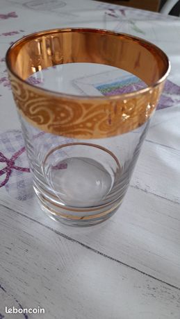 Série de 6 verres orangeade en cristal design – années 60