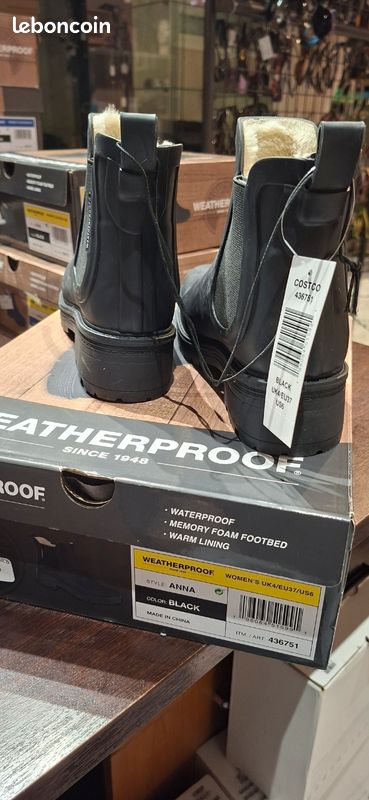 BOttes de Pluie Imperméables Noires Femme Anna WEATHERPROOF taille 37. 10067 (image 2)