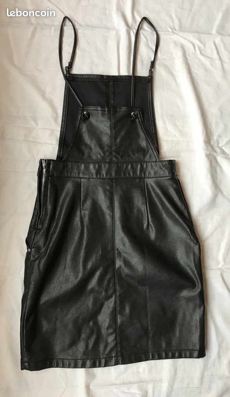 Jupe-salopette noire Simili cuir H&M Taille 32 Vêtements