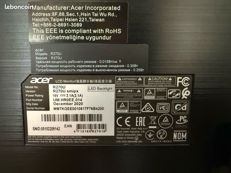 Écran PC ACER 27 pouces (image 3)