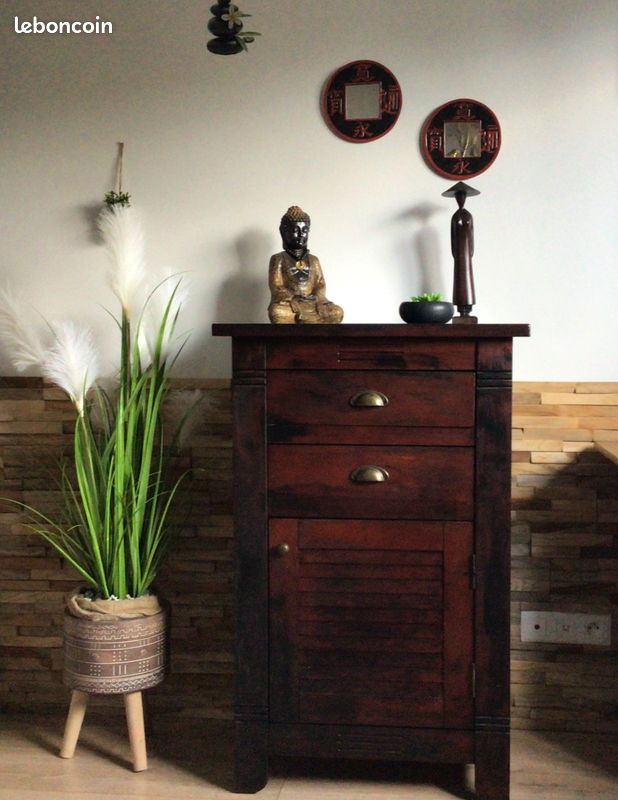 インドコロニアルキャビネット型チェスト 侍ら 3段扉 