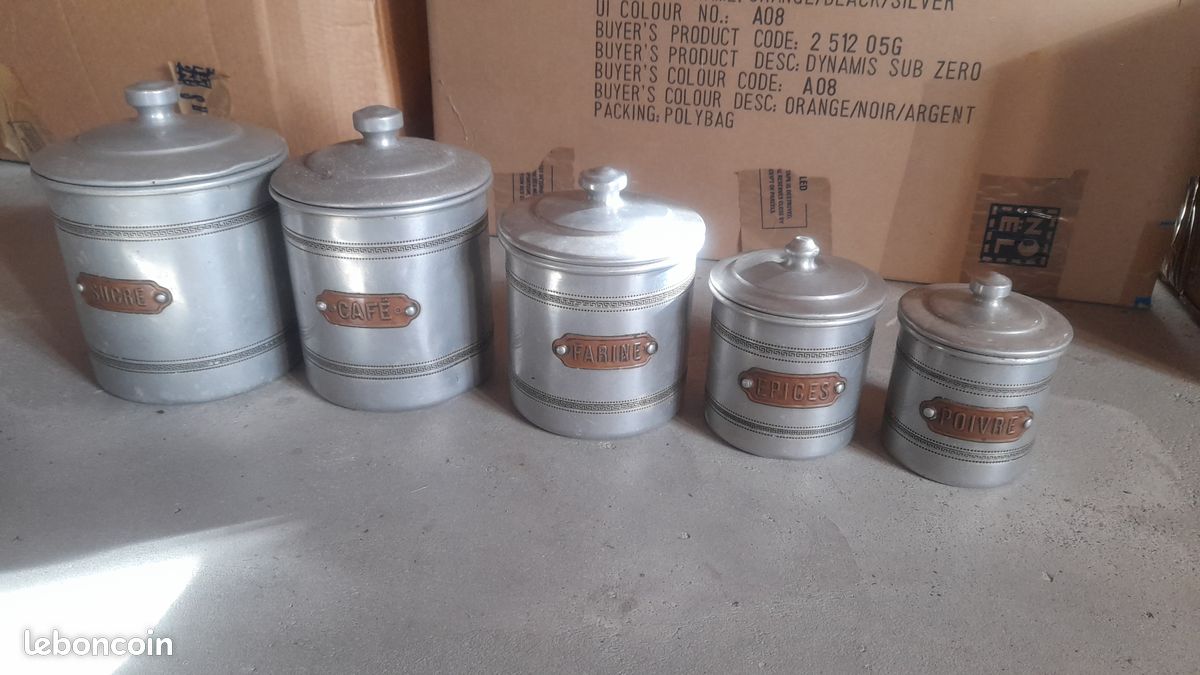 SET DE 6 Pots à Epices Condiments Anciens Canisters en alu EUR 29,00 - FR
