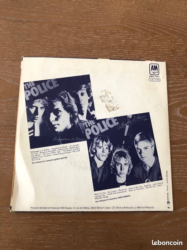 45 Tours the police Roxanne 1980 A et M records (image 2)