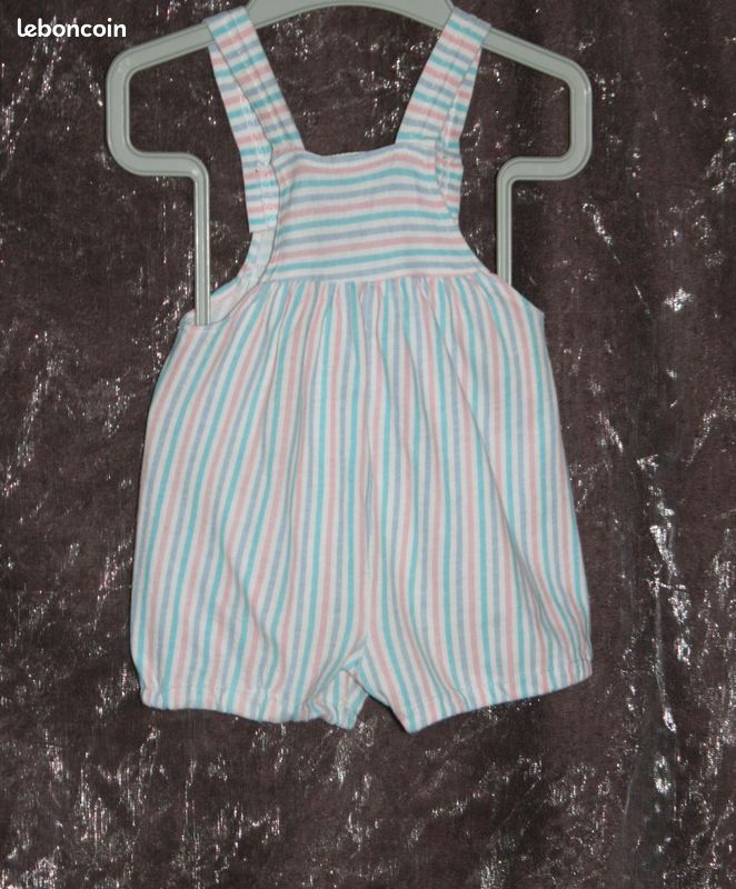 Ensemble salopette short été et gilet sans manche TAO bébé fille 6 mois (image 6)
