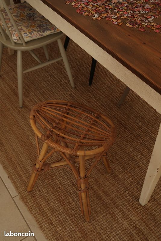 Tabouret en rotin ancien/vintage (image 6)