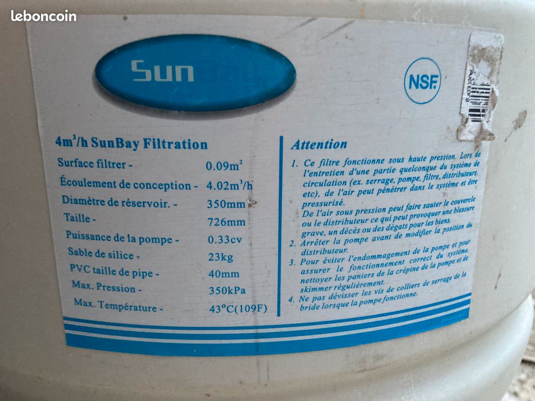 Groupe de filtration à sable pour piscine 4m3/h (image 3)
