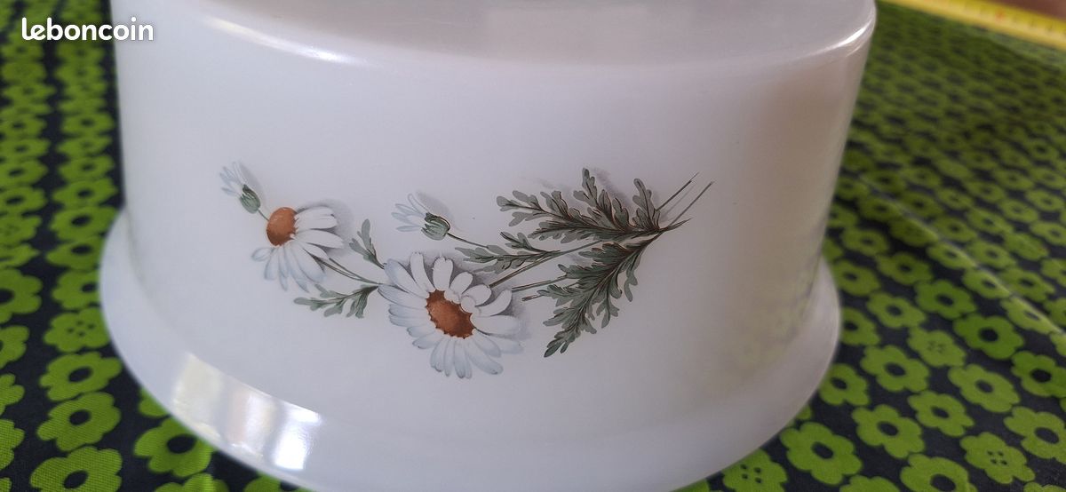 2 SALAD BOWLS white flowers narcissus ARCOPAL 7992 Glass Floral,Vegetal - Sold