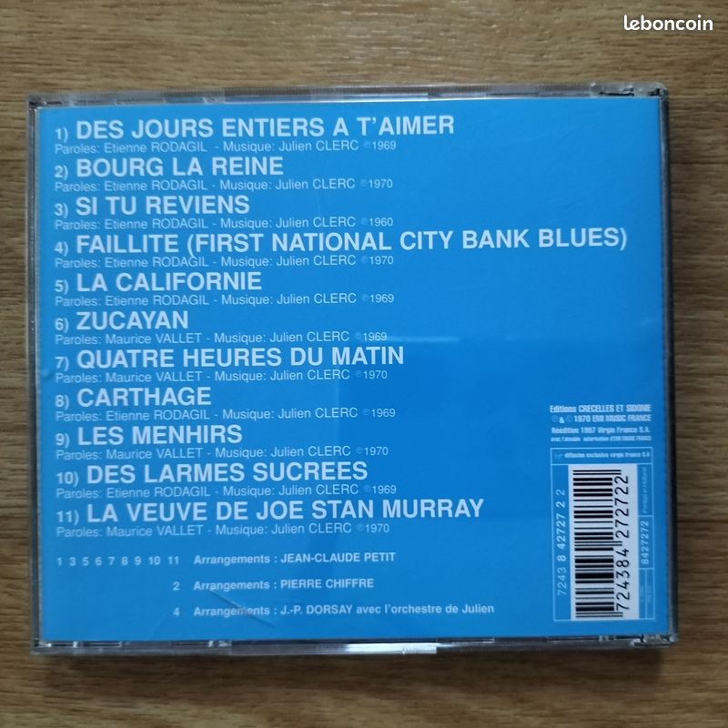 CD Julien Clerc - Des Jours Entiers a T'aimer (image 2)