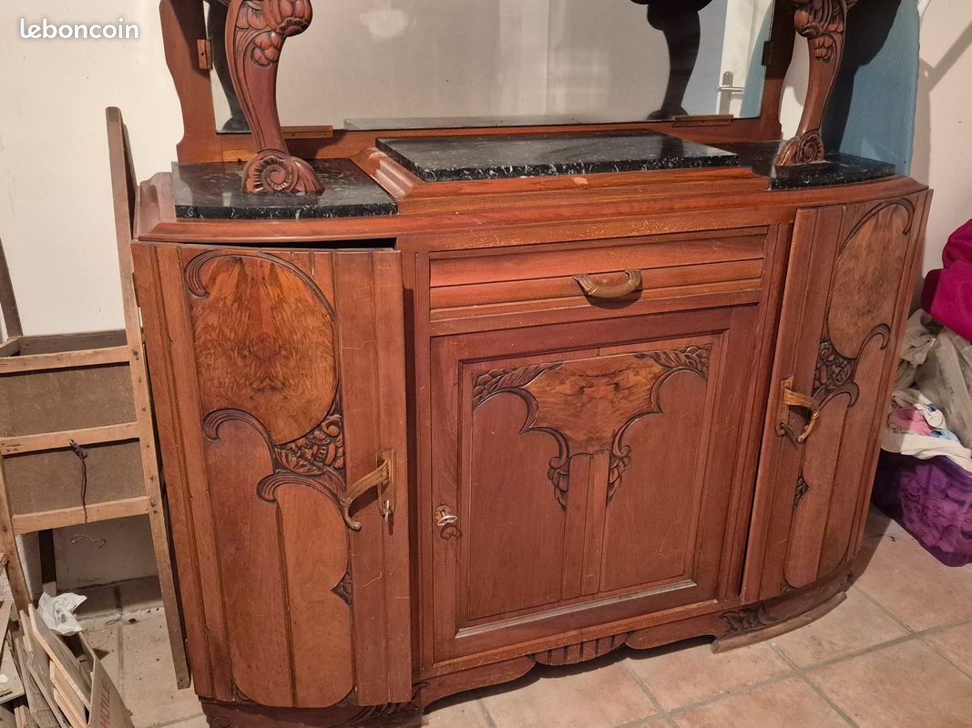 Grand Buffet Vaisselier En Châtaignier Massif, Fait Main, 110 Cm, Vintage 30 Ans
