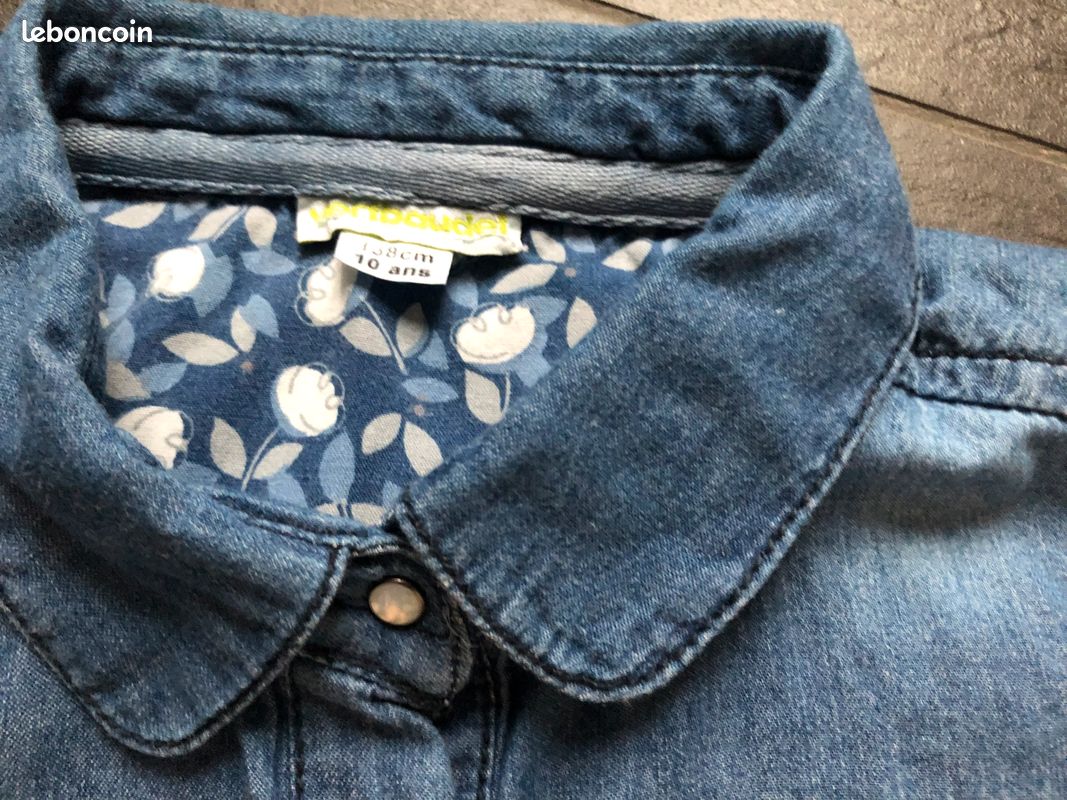 Chemise jeans bleu 10 ans Vertbaudet coton (image 3)