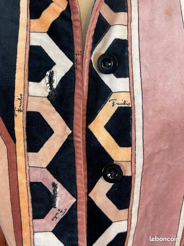 Veste En Velours Vintage Années 70 Emilio Pucci - Taille 38, Multicolore, Style 3 En 1, Occasion Très Bon état