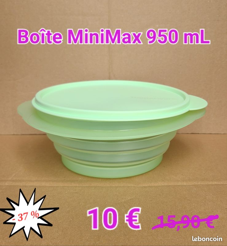 Boîte hermétique 950 mL pliable Minimax Tupperware neuve emballée (image 1)