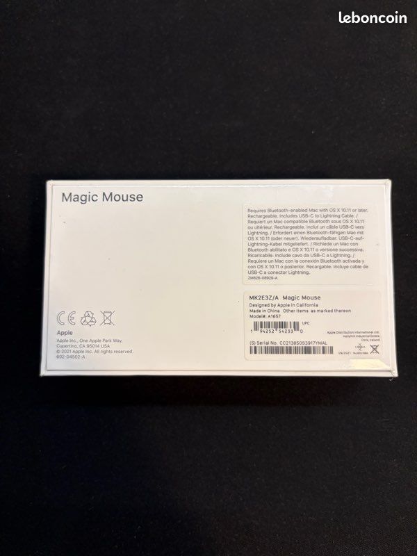 Apple Magic Mouse (MK2E3Z/A) – Neuve sous blister – Jamais ouverte (image 3)