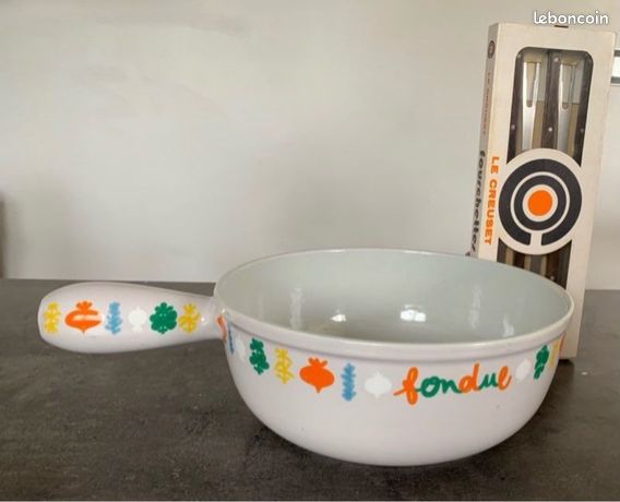 Service à Fondue Savoyarde Le Creuset Harmonie N°22 - Fonte Naturelle, Avec Brûleur Et Boîte D'origine !