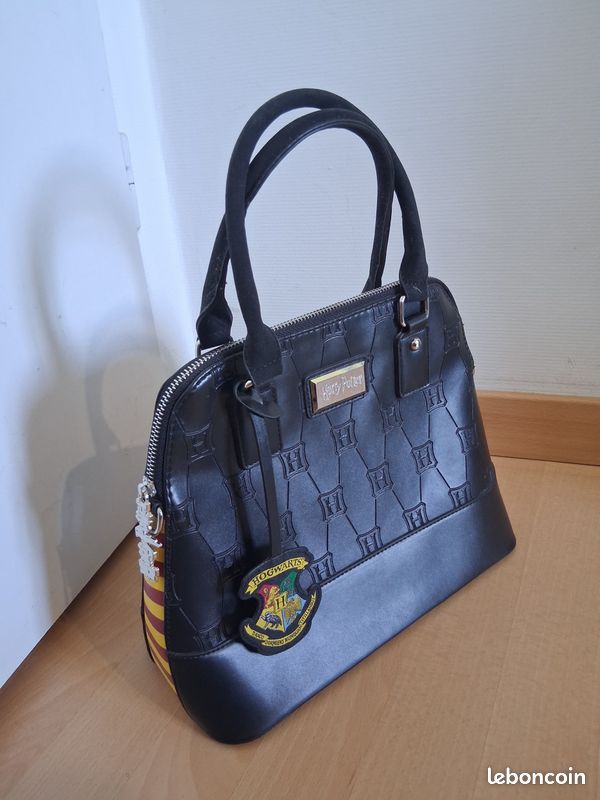 Sac à main Harry Potter Poudlard noir rayures rouges et jaunes (image 2)