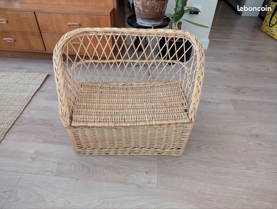 Fauteuil ou canapé coffre pour enfant en rotin vintage (image 5)