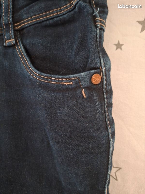 Jeans skinny bleu marine réglable 10 ans Okaïdi (image 3)