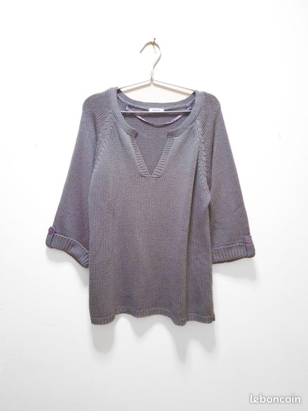 Pull torsadé col rond - Damart - Gris clair - - 11.99