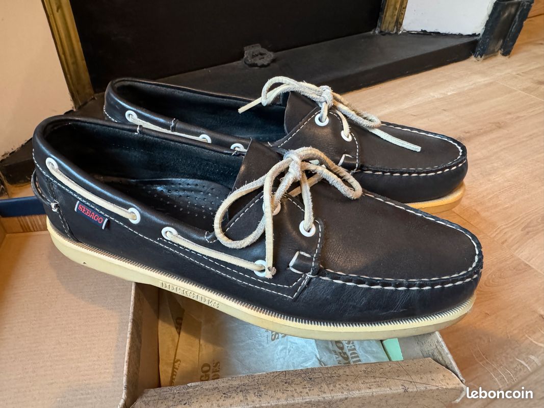 Chaussures Bateau Femme Sebago En Cuir Bleu Denim - Pointure 7M - Occasion En Bon état