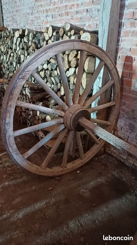 Essieu, roues en bois cerclées métal (image 4)