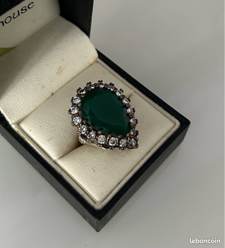 Bague En Argent 925 Avec émeraude 1.85 Ct, Taille 10 - Neuf Sans Emballage
