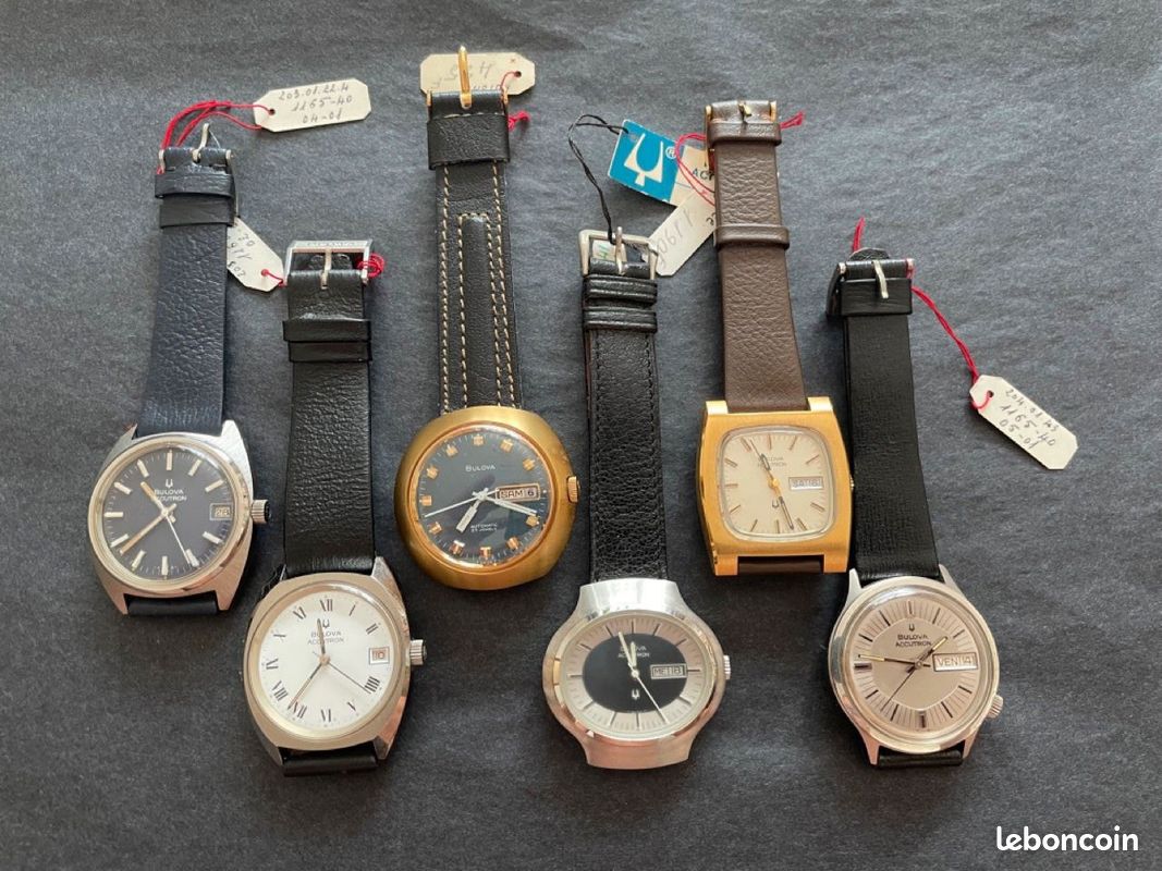 Lot de 6 montres vintage BULOVA Accutron + 1 Automatique – Ancien stock de bijouterie – Années 1970 (image 1)