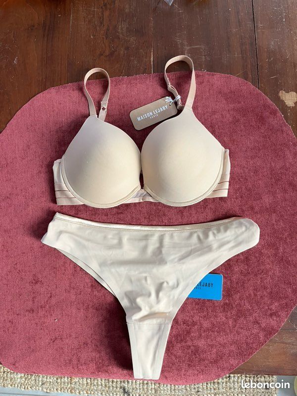 Ensemble soutien gorge et slip tanga nude Marque Maison Lejaby (image 6)