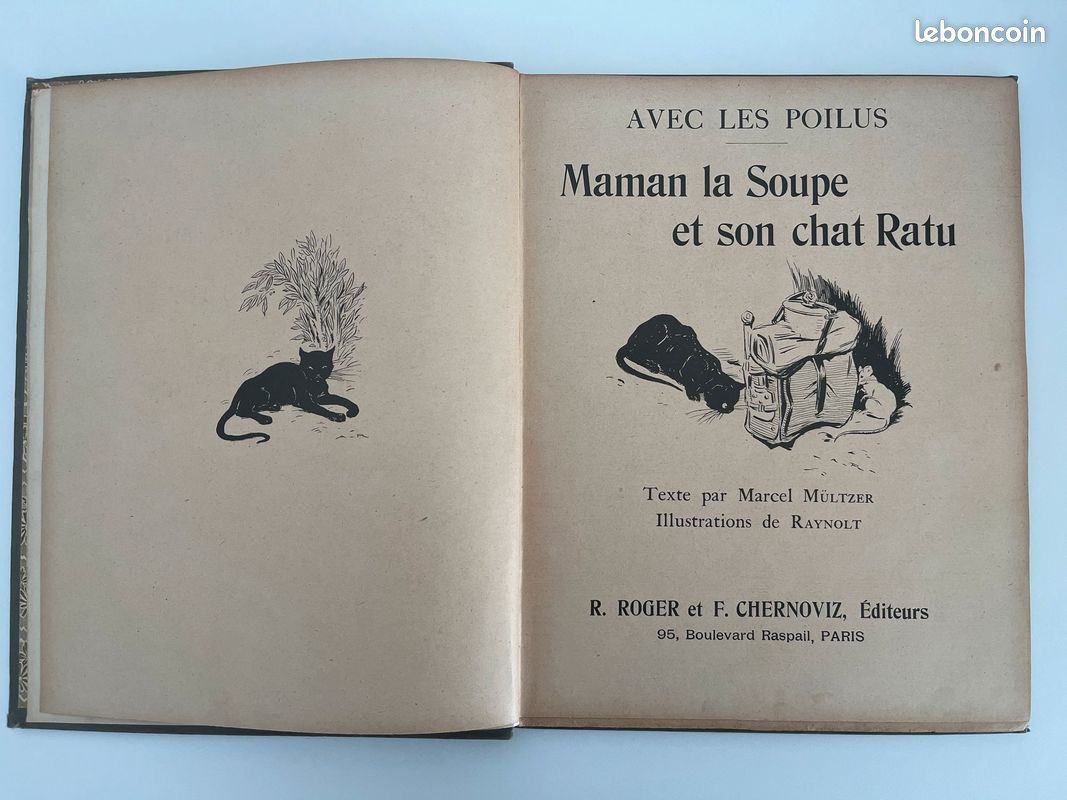 Livre Maman la Soupe et son chat Ratu rare livre de 1918 en très bon état -  Livres