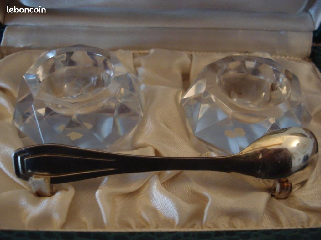 Paire De Salerons En Cristal Cristallerie Lorraine – Avec Cuillères, écrin
