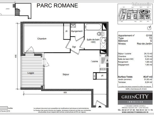 Appartement 2 pièces 45 m² · à Toulouse · 45 m² · 650 €/mois