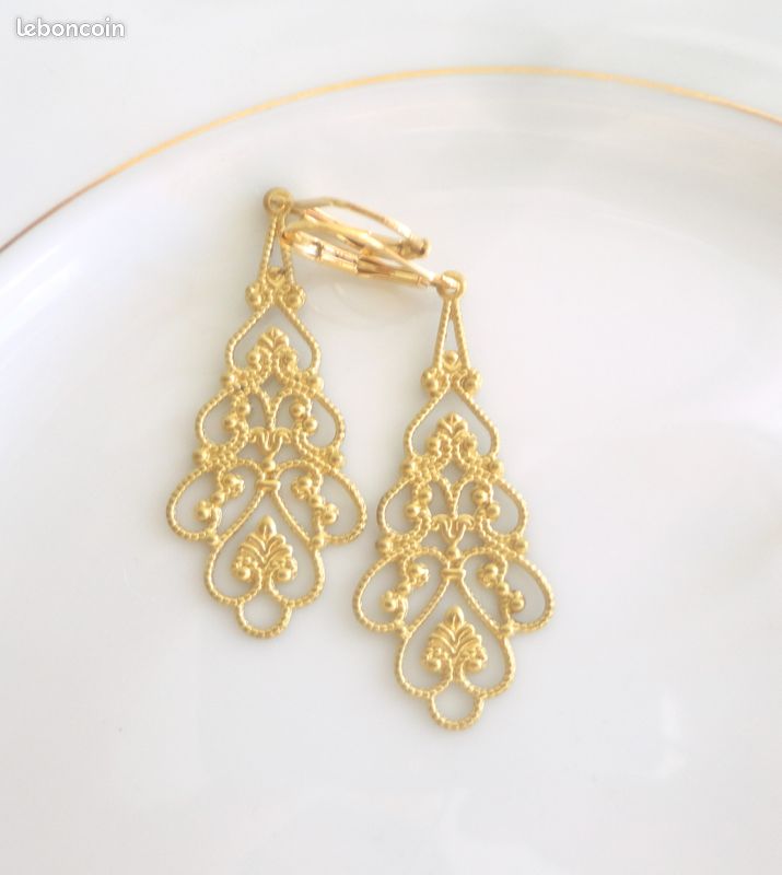Boucles D'Oreilles Femme Chaînes Longues Pendantes - Plaqué Or 14K Hypoallergénique, Cuivre, Pour Tenue Élégante Ou Quotidienne