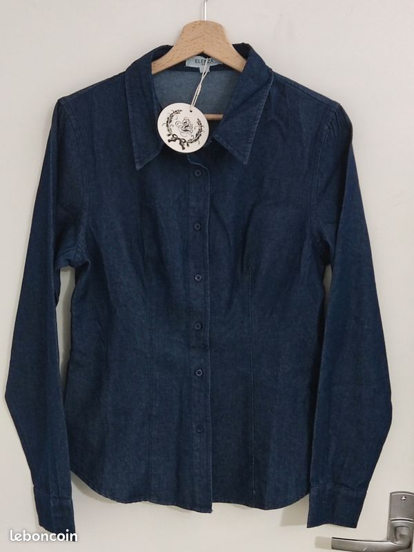 Chemisier Jeans Coton taille 40 couleur Bleu Neuf Marque Elenza By L&L (image 1)