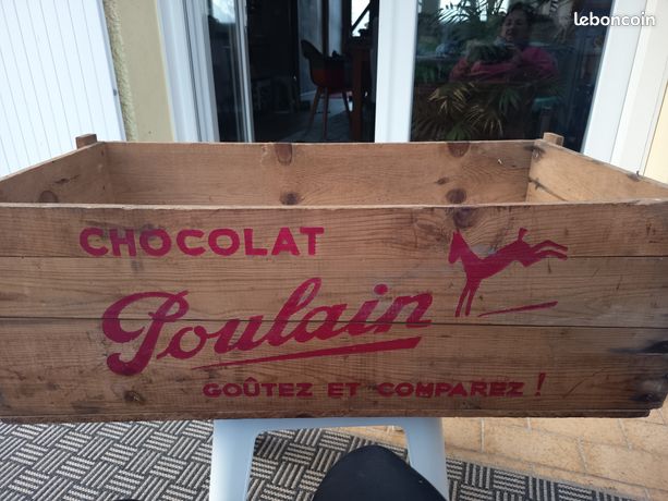 Ancienne Caisse En Bois Publicitaire – Chocolats Fins Le Rhône – Vintage Déco