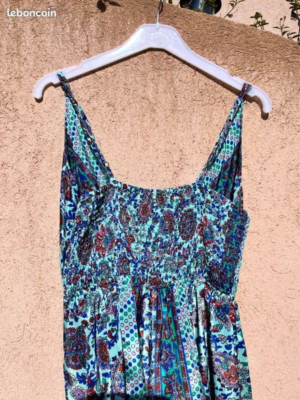 Salopette Femme Bleue En Coton Mélangé - Taille 38 - Occasion En Très Bon état (H&M)