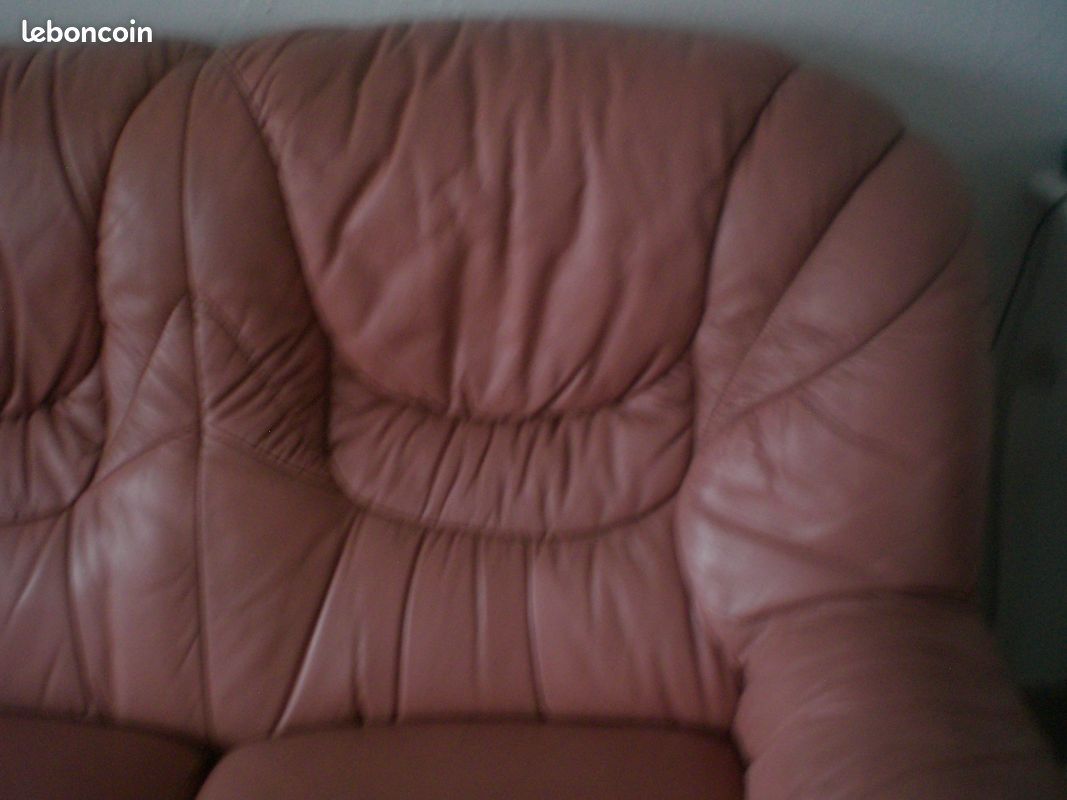 Banquette cuir 3 places + fauteuil assorti (image 2)